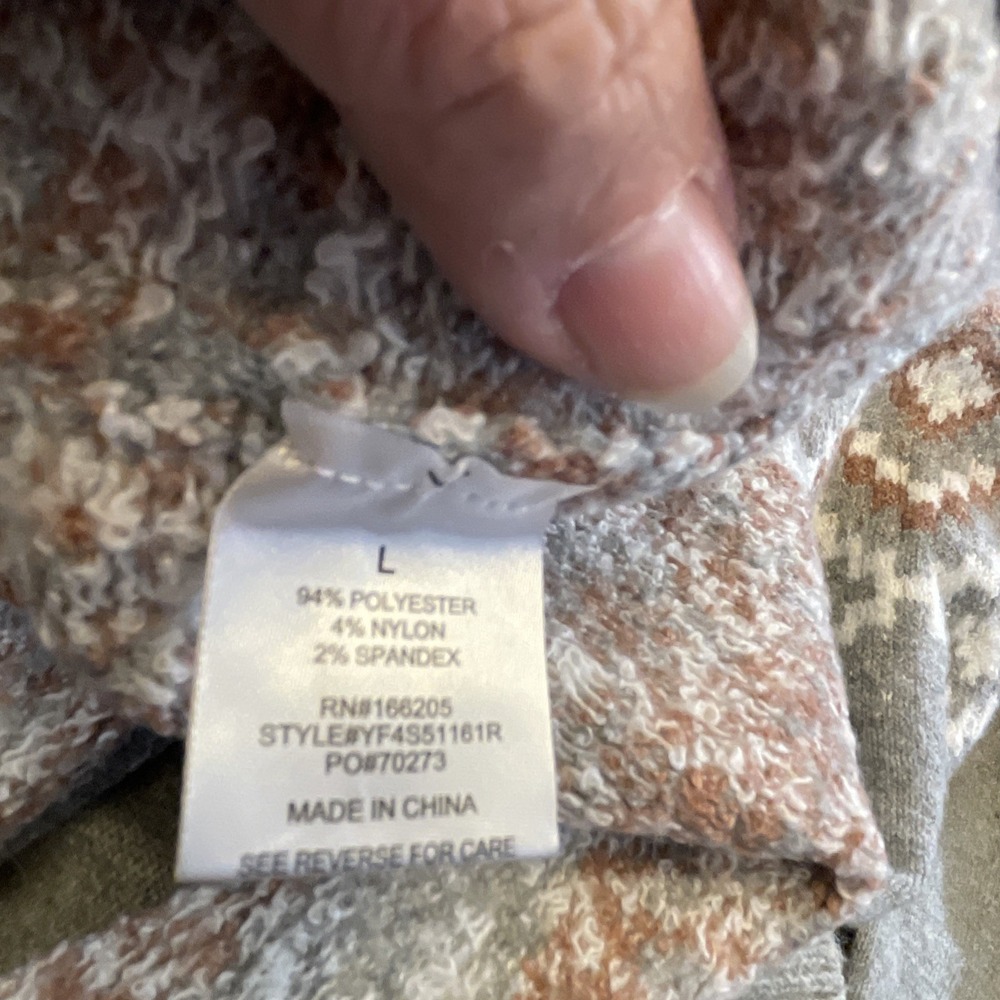 Lucky Brand Dress Women Large‎ Gray Pink Fair Isle Nordic Sweater Knit Tie Boho - Picture 12 of 13